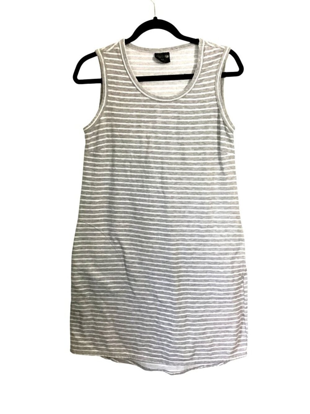 32 DEGREE COOL-WOMENS GREY/WHITE CREW NECK KNEE LENGHT POCKETS DRESS SIZE MEDIUM